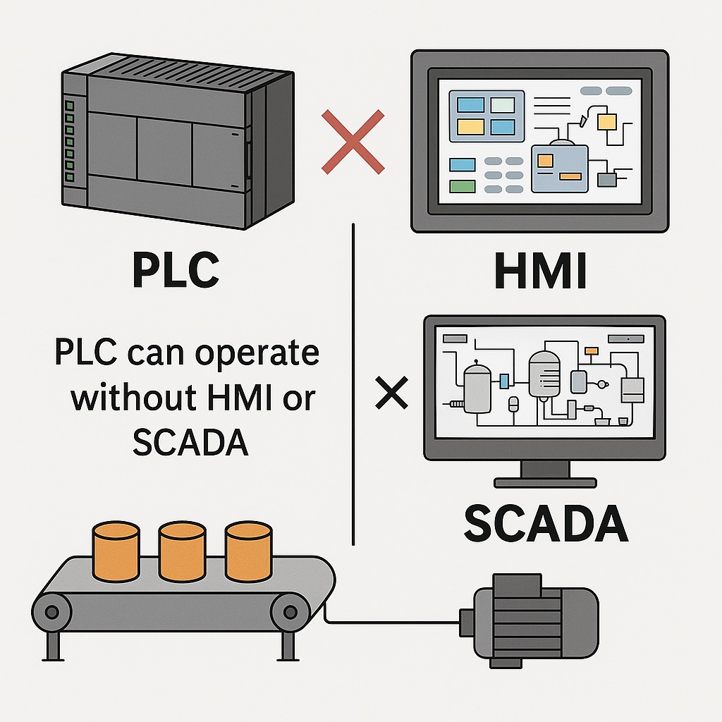 没有 HMI 或 SCADA，PLC 能运行吗？