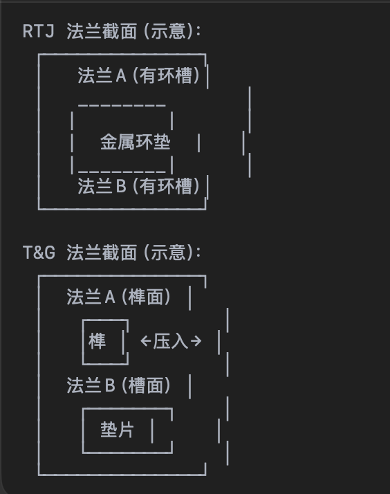 RTJ 和 T&G 法兰面之间的区别